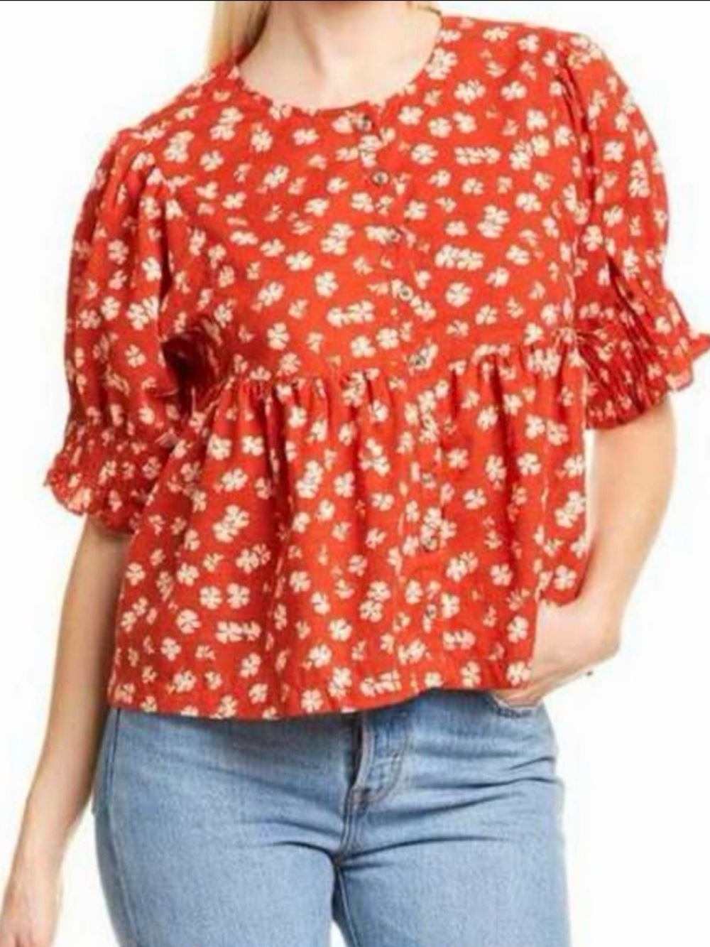 Madewell Poppy Floral Button-Front Blouse